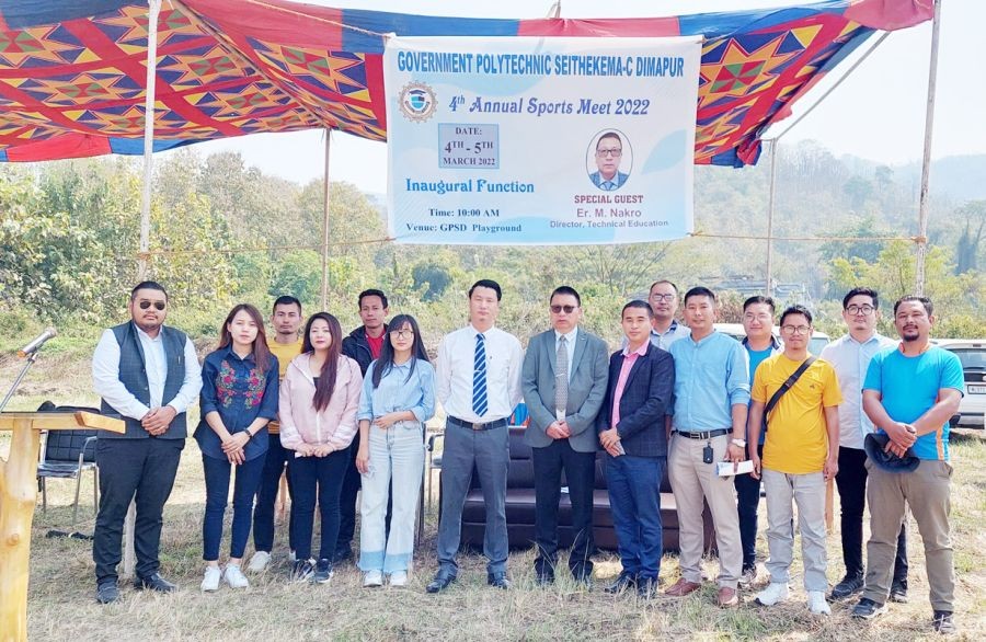 Special guest Er Mhaseto Nakro along with institute’s staff and students after the inauguration of the Annual Sports Meet.